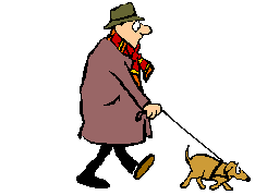 clipart of man walking a dog